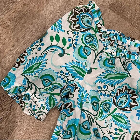 Talbots Graceful floral ruffle Square Neck Blouse Women Petite XLARGE (XLP) - Picture 3 of 5